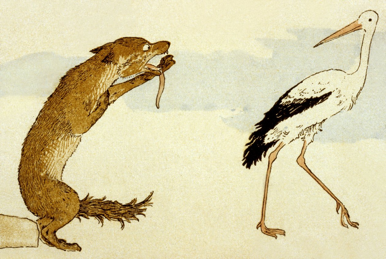 Der Storch In Der Fabel La Fontaines Fabel 'Der Wolf und der Storch', 1888